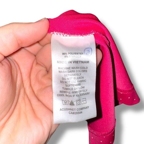 Footjoy Hot Pink Polka Dot Performance Golf Polo Shirt Sz L - Picture 6 of 8